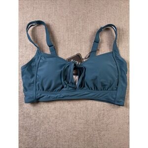 ZAFUL Bikini Top Teal Blue Front Tie Keyhole Adjustable Straps Women's XL 12/14
